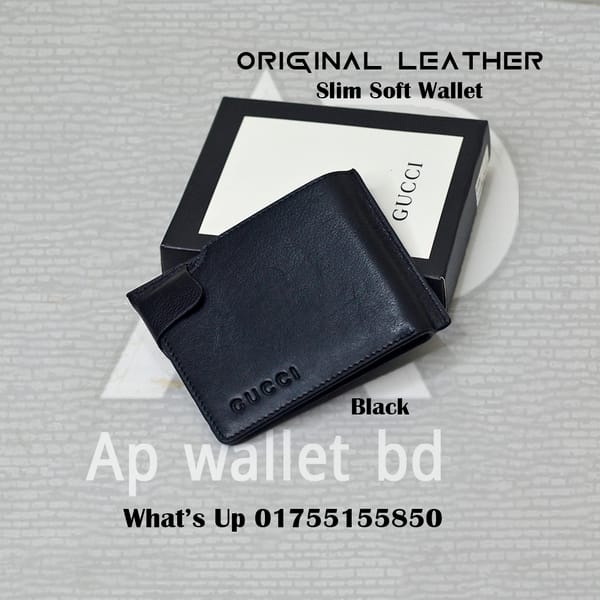 Gucci Original Leather Premium Slim Soft Wallet With Premium Box