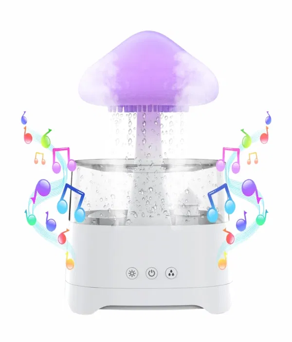 5 IN 1 Bluetooth Speaker Rain Cloud Humidifier, switchable 7 colors, 450ml capacity super quiet, intelligent anti-dry function