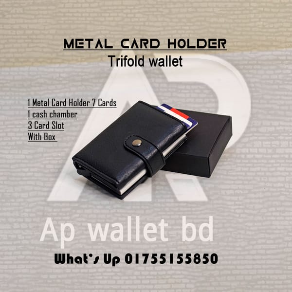 Metal Card Holder Trifold Wallet With Box