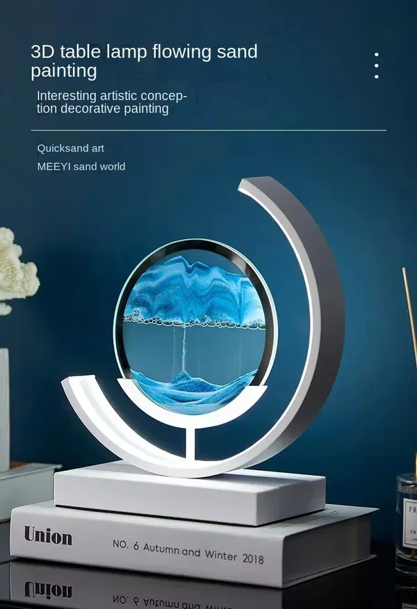 Table Lamp Quicksand Night Light 3D Hourglass Bedside Lamps