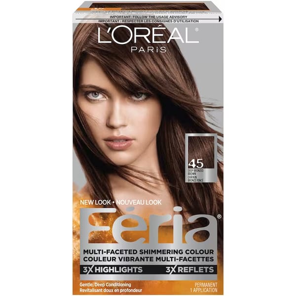 L'Oreal Feria Hair Colour 45 Deep Bronzed Brown