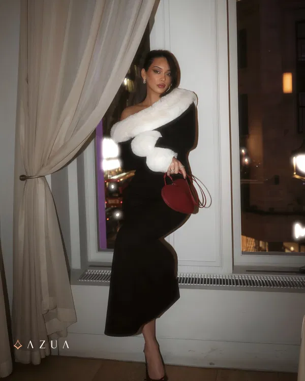 KARLEIGH Faux Fur Knit Maxi Dress