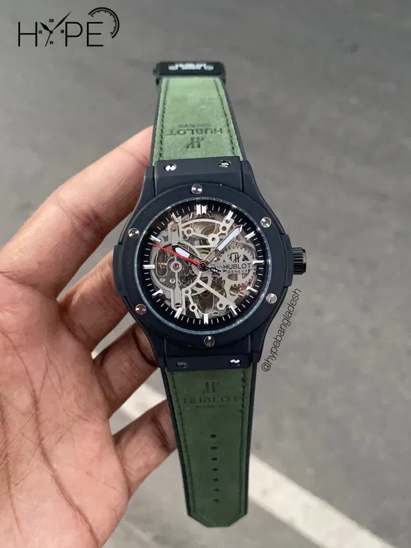 HUBL0T automatic mechanical rubber belt watch (Green)