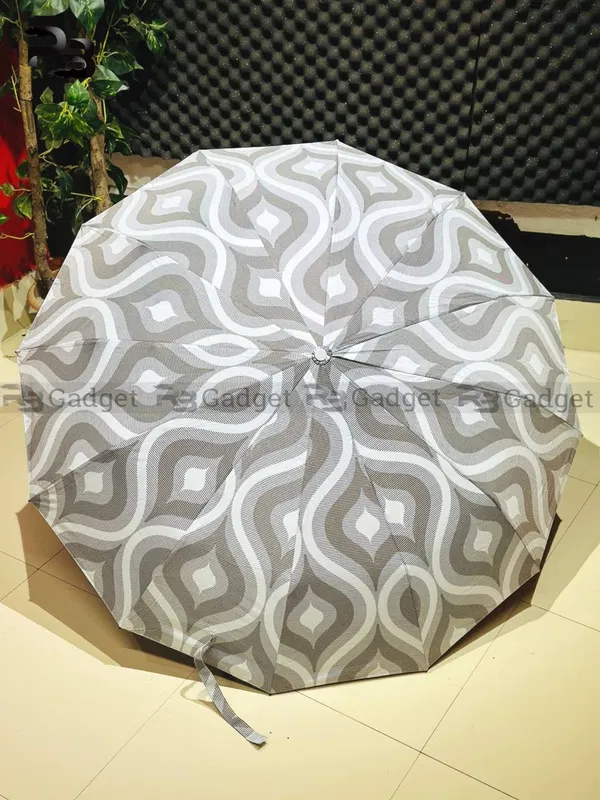 Premium 12-Ribs Automatic Umbrella With Flash Light – White