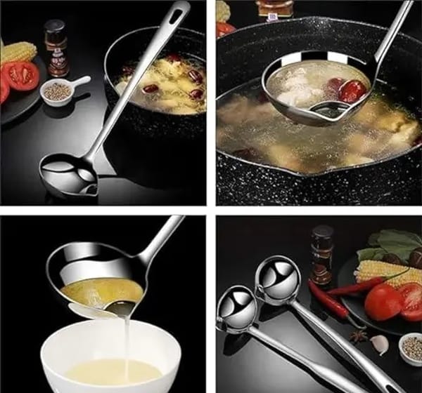 1 pcs Stainless Steel Oil Strainer Spoon – Fat Separator & Oil Filtering Ladle for Clear Soup | Price in BD