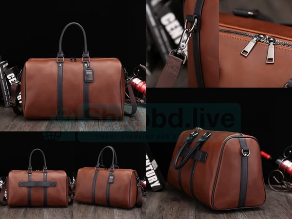 Men’s Large Leather Crossbody Travel Bag – Big Capacity Weekend Tote & Carry-On Duffel | Price in BD