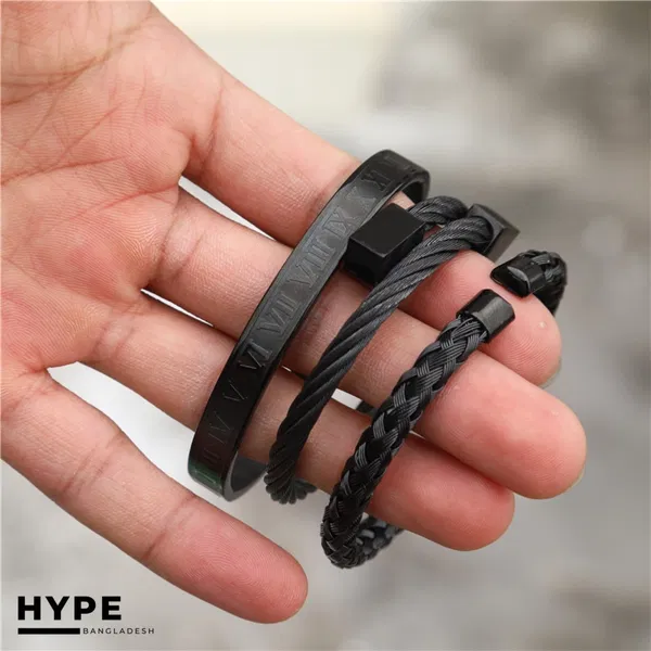 3 pcs Black bracelet set