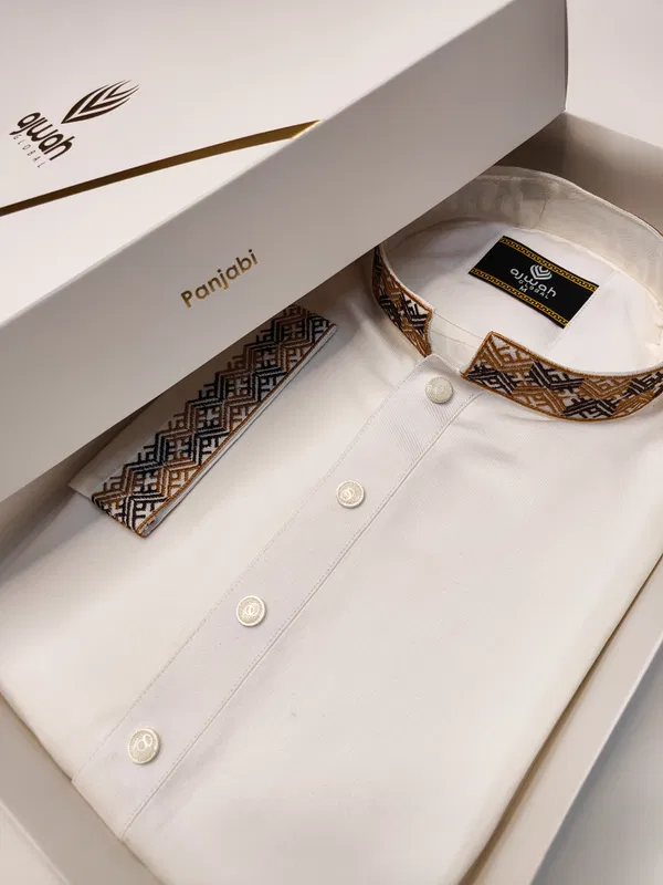 Premium White Embroidery Panjabi