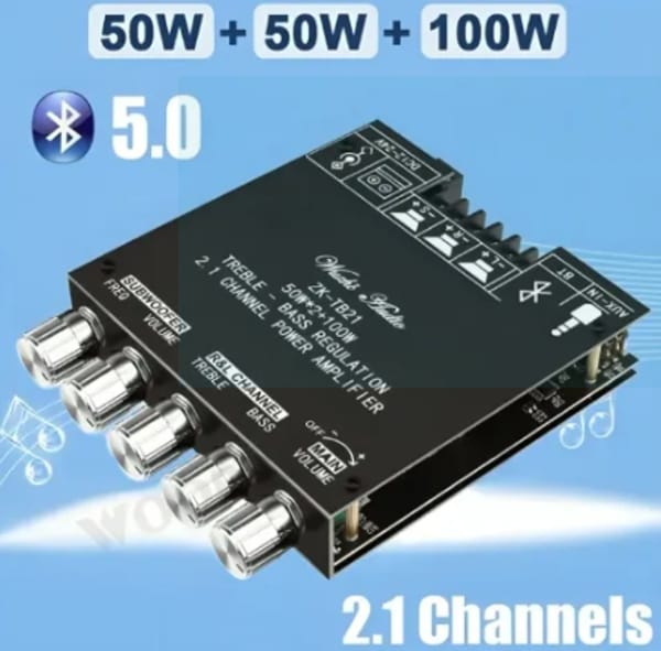 TPA3116D2 Bluetooth 5.0 ZK-TB21 Subwoofer Digital Amplifier Board 2x50W+100W 2.1 Channel Power Audio Stereo Bass AMP for Home Theater Sound System with Filter