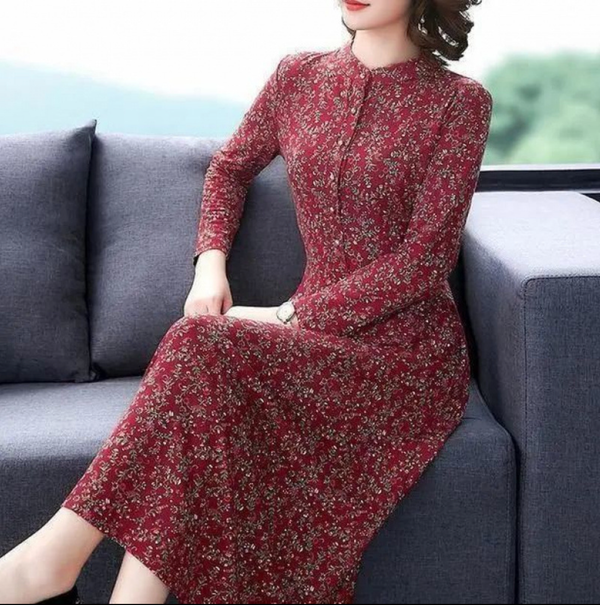 High-End and Stylish Long-Sleeved Dress 2025 Spring, Autumn and Winter New Style Middle-Aged Women's Elegant Long-Sleeved Dress