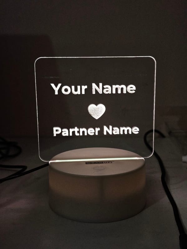 Customizable Love Acrylic Lamp (X Love Y) – Black