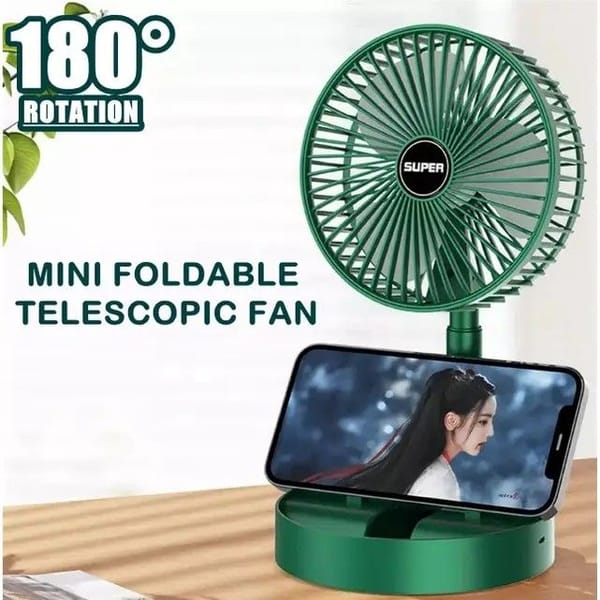 Rechargeable Electric Foldable Telescopic Fan – Space-Saving & Powerful