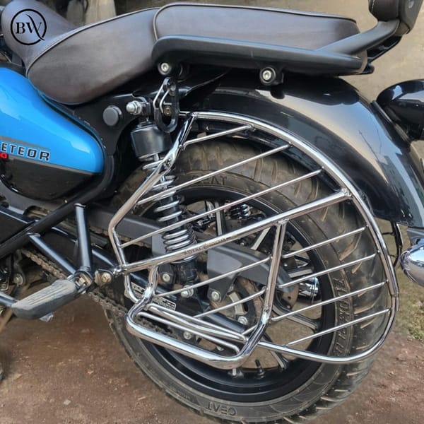Premium Heavy SS Left Side Sharee Gourde For Royal Enfield Meteor & Classic  350