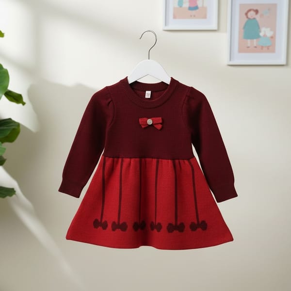 Premium Wool Frock Sweater (Maroon & Red) Code- MS-111