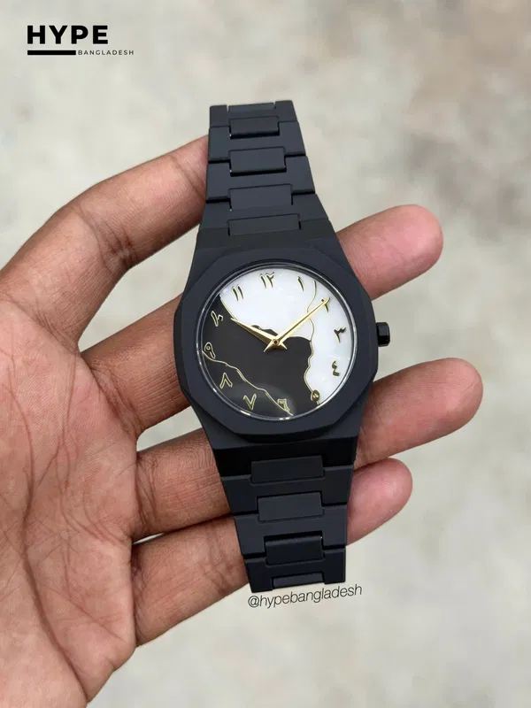 Black-White Calligraphy Dial Polycarbon Plastic Lightweight Watch