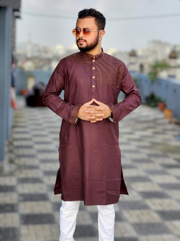 Elite Chest embroidered panjabi code 902(coffee color)