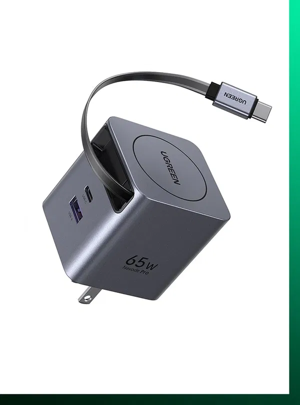 UGREEN Nexode Pro 45W GaN Fast Charger with Retractable Cable