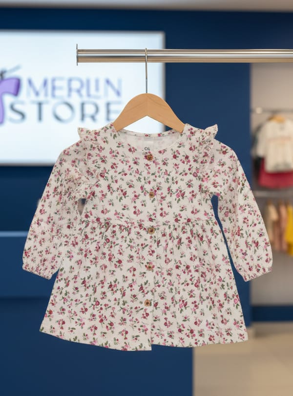 Girls Woven Frock (ফুল হাত) Code:MS-42