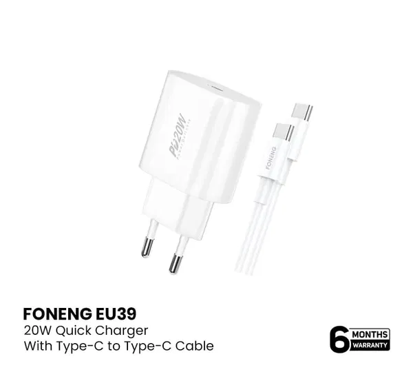 FONENG EU39 PD 20W Quick Charger With Type-C to Type-C Cable