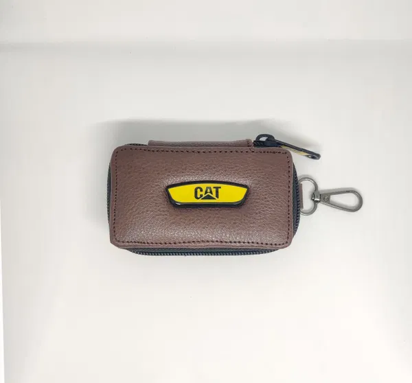 KroyShala Cat Design Leather Key Holder for Men – Zipper Wallet Keychain for Car, Bike, Bikers, Home & Office Use – 100% Genuine Leather