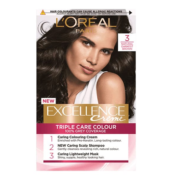 L’Oreal Excellence Creme 3 Natural Darkest Brown Permanent Hair Dye
