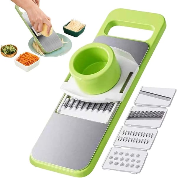 5-in-1 Vegetable Cutter & Slicer – Stainless Steel Multi-Blade Kitchen Tool for Slicing, Dicing, Grating & Julienne | Price in BD