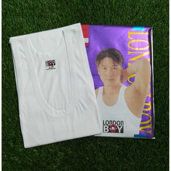 LONDON BOY Cotton Sleeveless Vest For Men – White
