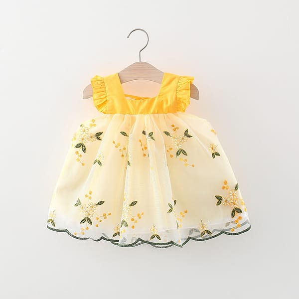 Baby Girls Ruffle Sleeve Floral Embroidered Summer Princess Dress (6 Months to 3 Years)