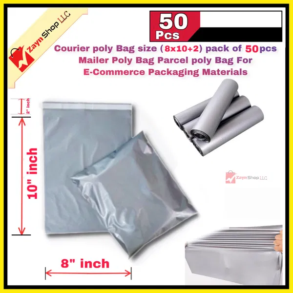 Courier poly Bag size (8x10+2) pack of 50 pcs Mailer Poly Bag Parcel poly Bag For E-Commerce Packaging Materials