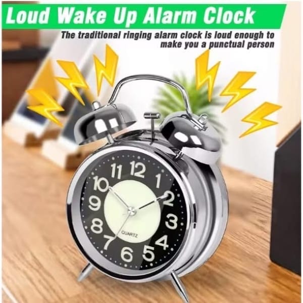 Loud Wake Up Alarm Clock (Silver Bell Clock)Code: HD-053