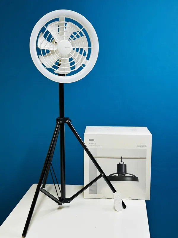 JISULIFE FA17 Rechargeable Fan With LED Ceiling Fan With Long Tripod Stand