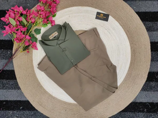 Formal Brown pant with Olive shirt