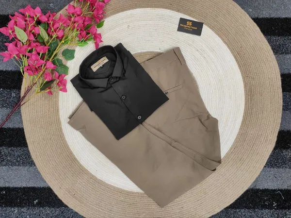 Formal Brown pant with dark brown shirt