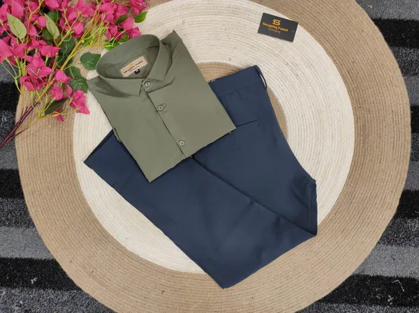 Formal Nevy pant with Olive shirt