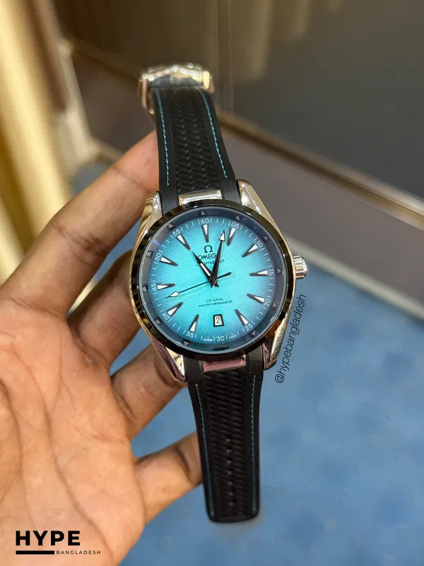 Omega Sea-Master Aqua Terra Automatic Silicone Belt(Turquoise)