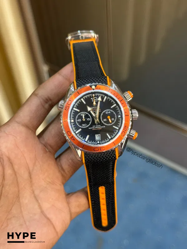 Omega Seamaster Quartz Chronograph Silicone Belt (Orange)