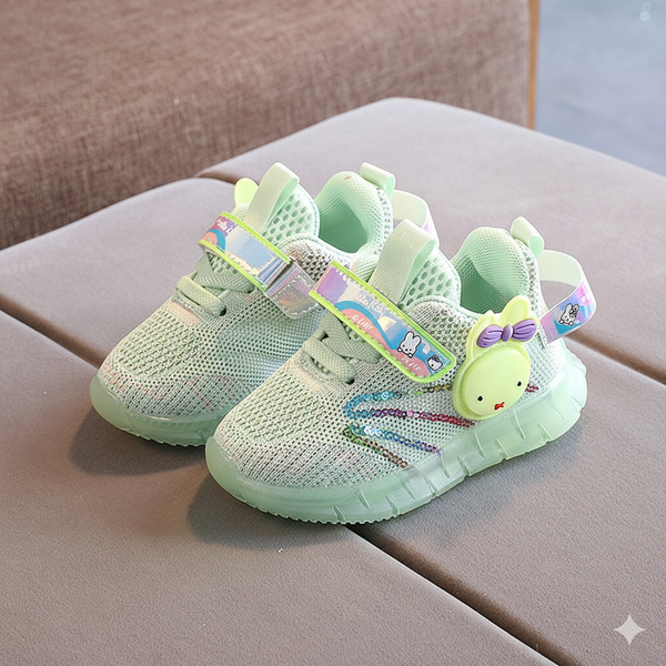 Kids Girls Soft Comfortable Lightweight Kitty Cartoon Mesh Sneakers (3 to 5 years)
