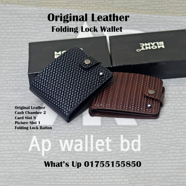 Month Blanc Original Leather Folding Lock Short Wallet With Box