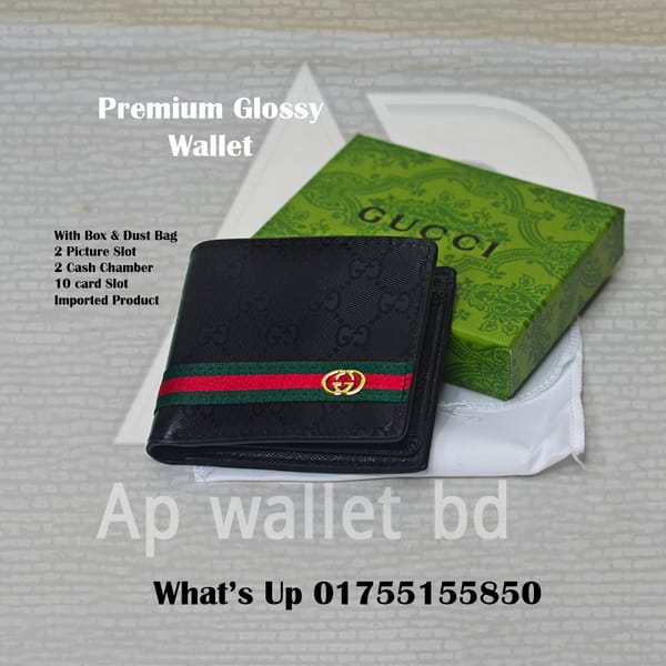 Gucci Premium Glossy Wallet With Branding Box & Dust bag