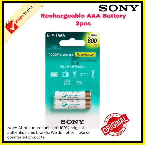 Sony Rechargeable Battery Size AAA 800 mAh 2Pcs