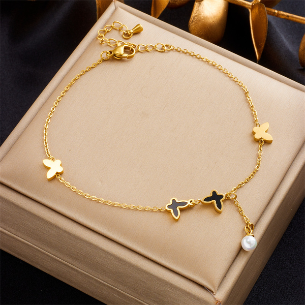 Black butterfly anklet