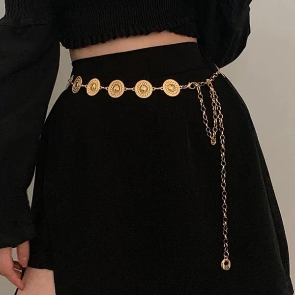 Vintage round waist chain (gold)