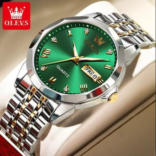 OLEVS 9931G New Exclusive Design Quartz Watch for Men- Green