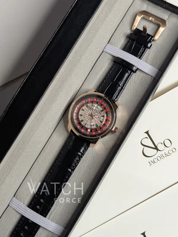 Jacob and Co Casino Roulette Rose Gold Black Belt