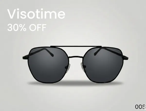 Visotime Geometric Double-Bridge Aviator-Style Sunglasses - Black