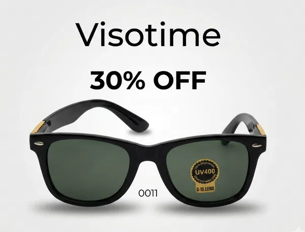 Visotime Classic Black Square Frame Sunglasses with Gold Accents and UV400 G-15 Lenses (Model 0011)