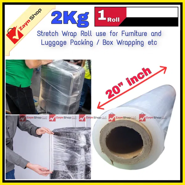 Poly Roll 2 Kg 20" inch Plastic Stretch Wrapping perfect For Luggage Box Wrapping 1 Roll
