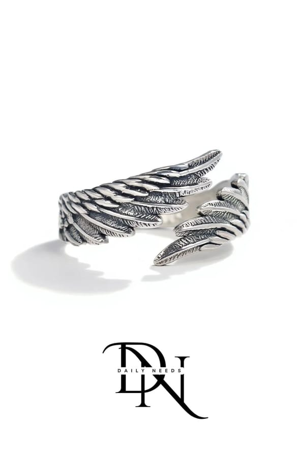 Unisex Angel Ring – Stylish Silver Wing Design | Daily Needs Jewelry