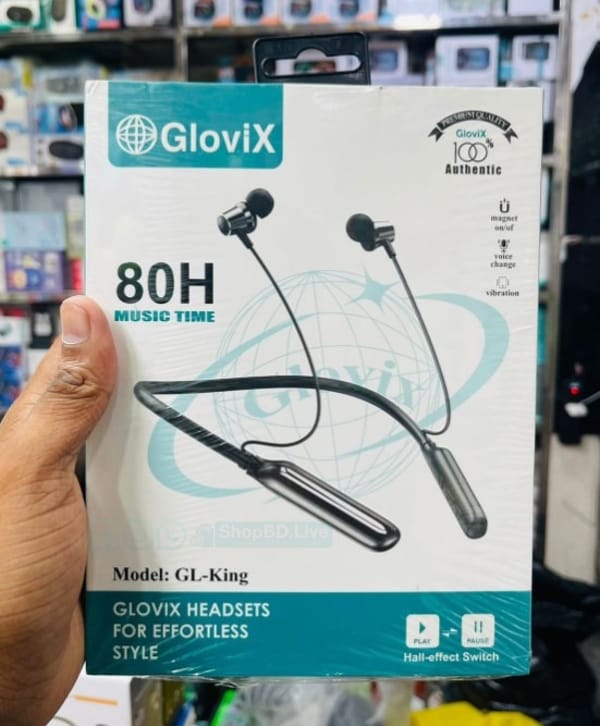 Glovix 80H GL King Neckband | 80H Playtime, ENC Noise Cancellation, Bluetooth Wireless Earphones | Price in BD