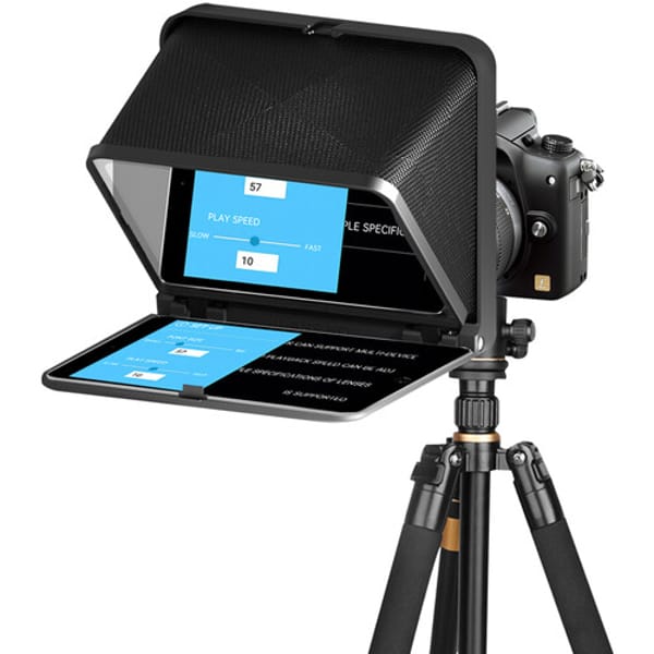 LENSGO TC7 Portable Professional Teleprompter for Cameras & Smartphones – Foldable with Bluetooth Remote, 8 Lens Adapters (Black) | Price in BD
